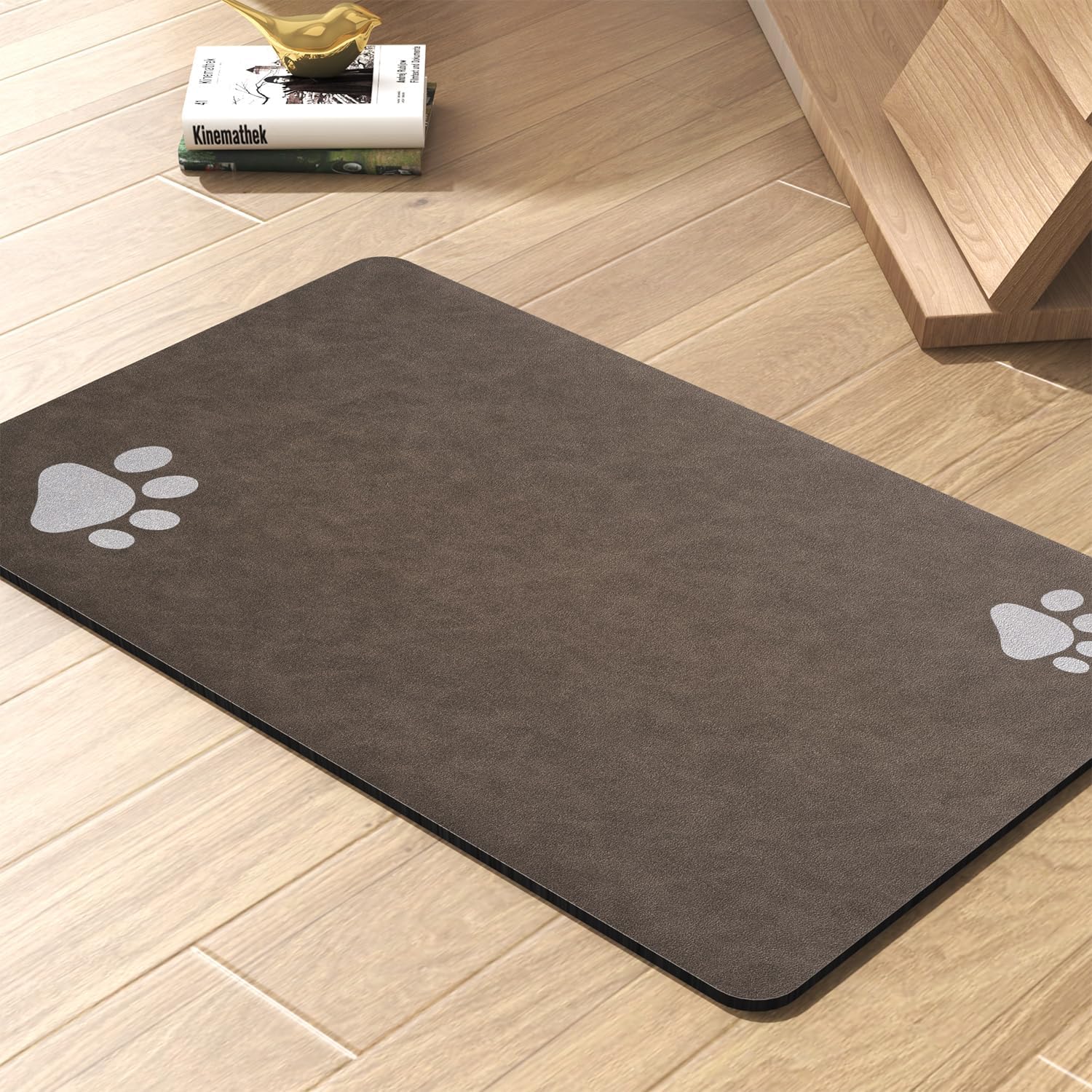 Pet Feeding Mat-Absorbent Dog Mat for Food and Water Bowl-No Stains Quick Dry Water Dispenser Mat-Dog Accessories Pet Supplies-Bowl for Messy Drinkers（Brown,16"x24"