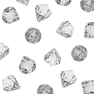 Acrylic Clear Ice Rock Diamond Crystals Treasure Gems for Table Scatters, Vase Fillers, Event, Wedding, Arts & Crafts, Birthday Decoration Favor (60 Pieces)
