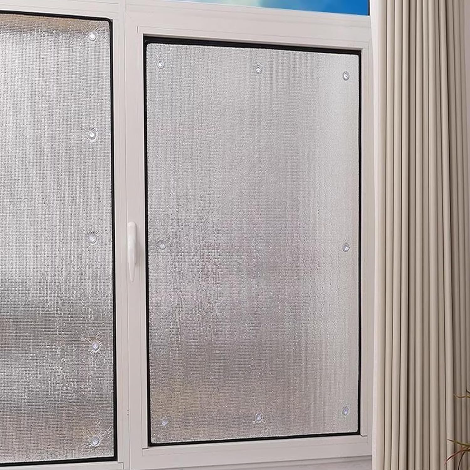 Soundproofing Privacy Window Film,Thermal Insulation Reflective Sun Protection Film,Anti UV Anti Glare Heat Blocking Blackout Window Tint Film,9mm Aluminum Foil Insulation Foil (20"x79")