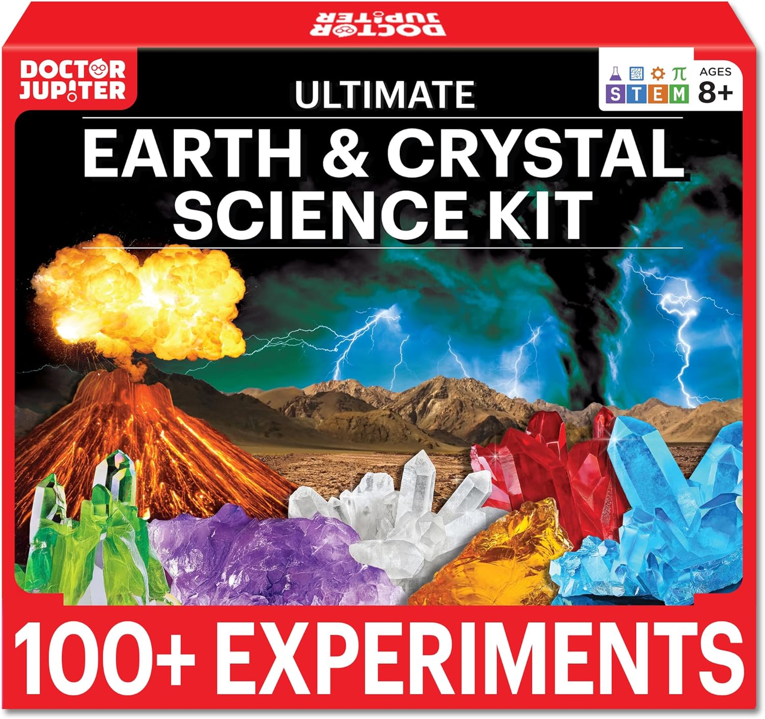 Doctor Jupiter STEM Science Kit - 100+ Experiments| Birthday Gift Ideas, Toys for Boys & Girls Ages 7-8-9-10-11-12 Year Old| Volcano Kit, Crystal Growing for Kids - Amazon Exclusive