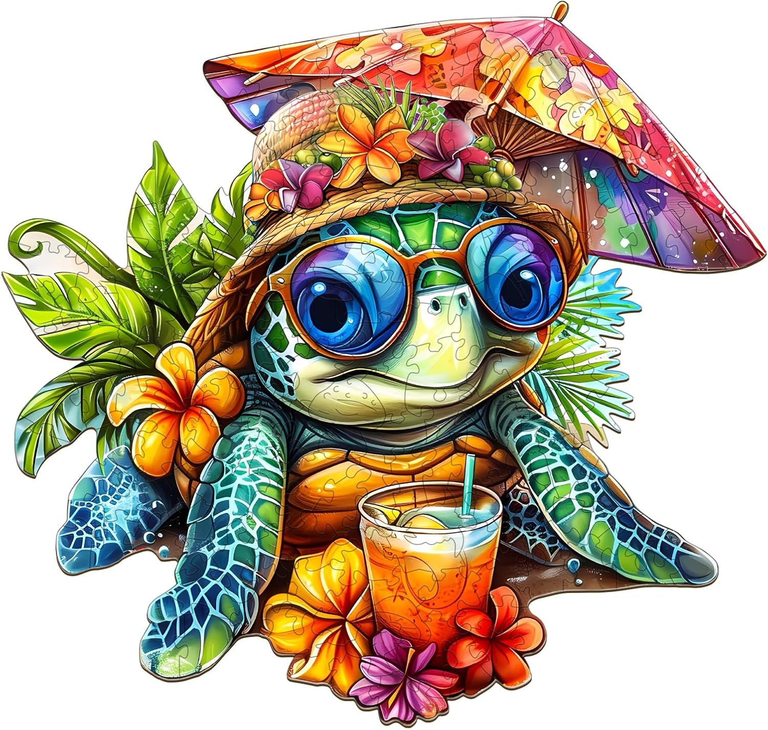 Wooden Puzzle for Adults-230PCS Beach Turtle Wooden Puzzle Unique Shape Advanced Wooden Jigsaw Puzzle for Adult, Wood Puzzles,Challenge Wooden Jigsaw Puzzle (L-13.4 * 12.7in-230pcs)