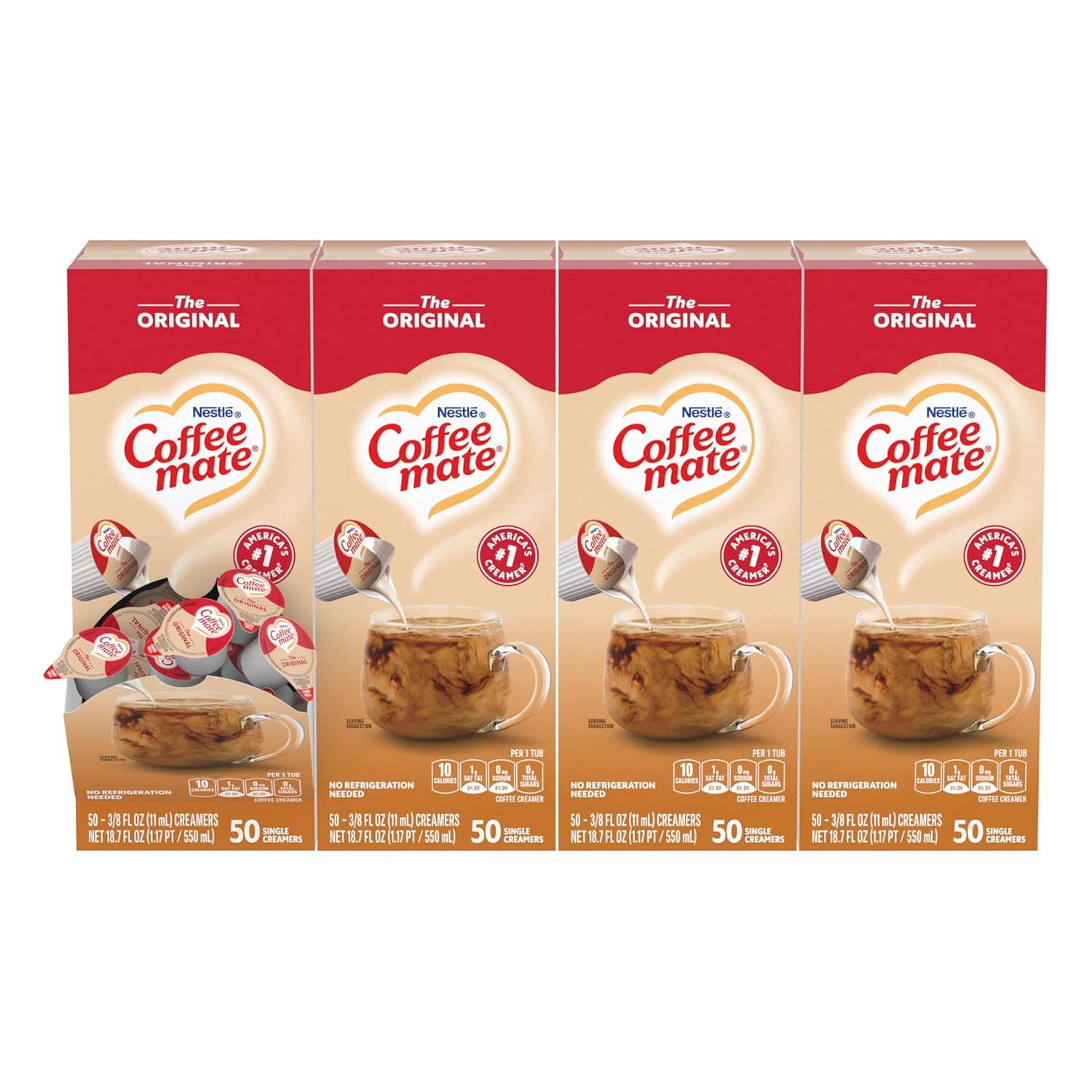 Nestle Coffee mate Coffee Creamer, Original, Liquid Creamer Singles, Non Dairy, No Refrigeration, 0.375 fl oz Tubs (Pack of 200)