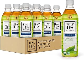 Teas' Tea Unsweetened Pure Green Tea, Organic, Sugar Free, 0 Calories, 16.9 Ounce (Pack of 12)