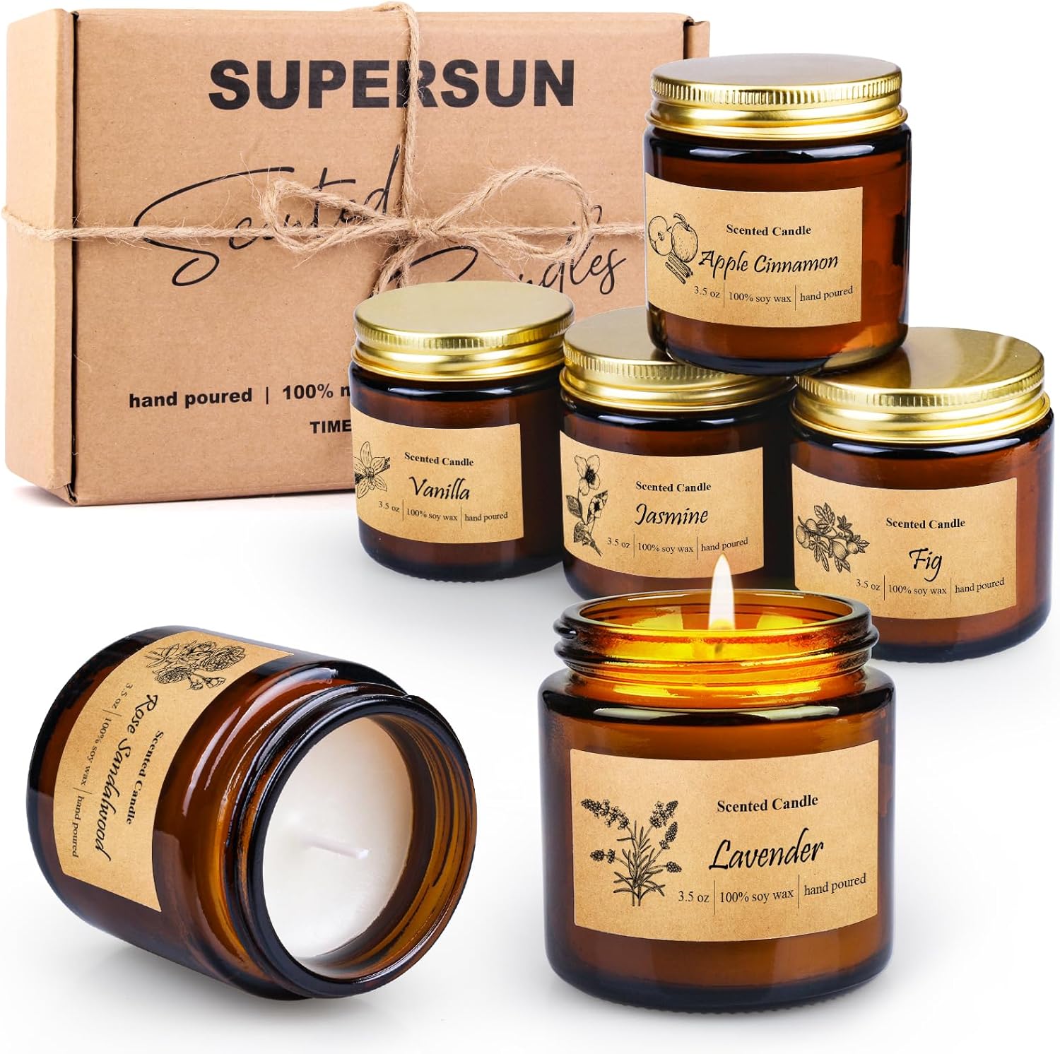 6 Pack Candles for Home Scented, Aromatherapy Jar Candles Gift Set for Women, Long Lasting Burn Soy Wax Candle, Scented Candle Gift Set for Birthday Easter Mother's Day