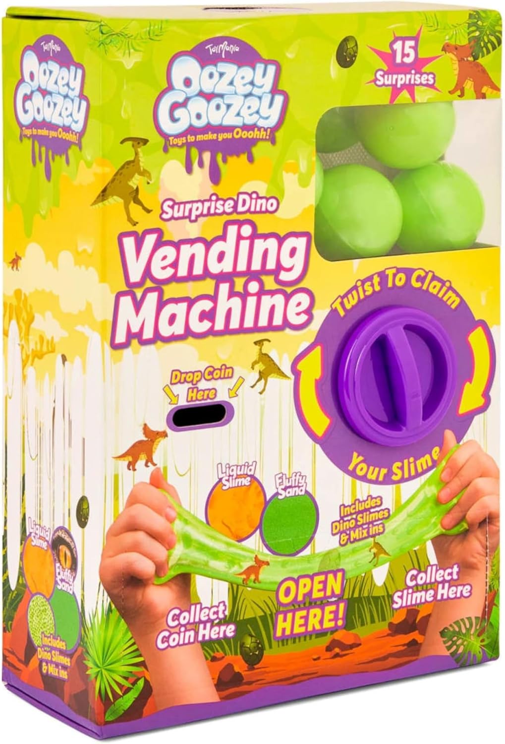 Slime Vending Machine – Kids Slime Set & Sensory Toy, Mini Claw-Style Dispenser, Slime Toys for Boys & Girls, Kids Slime Kit for Party Bags, Gifts & Prizes, Ages 3+ (Dino)
