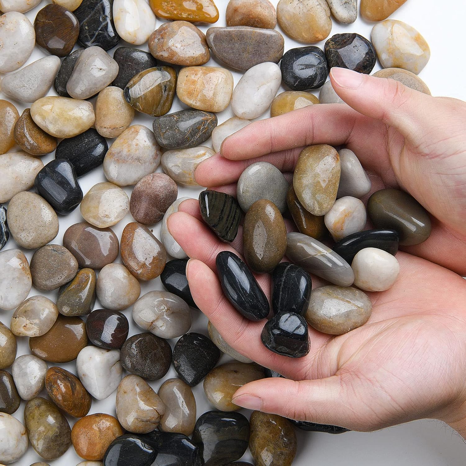 2.1 lb Decorative Stones,0.4-1 inch Natural Polished Pebbles for Plant Pots,River Rocks for Landscaping, Vase Fillers,Succulents,Aquarium and Garden Decoration