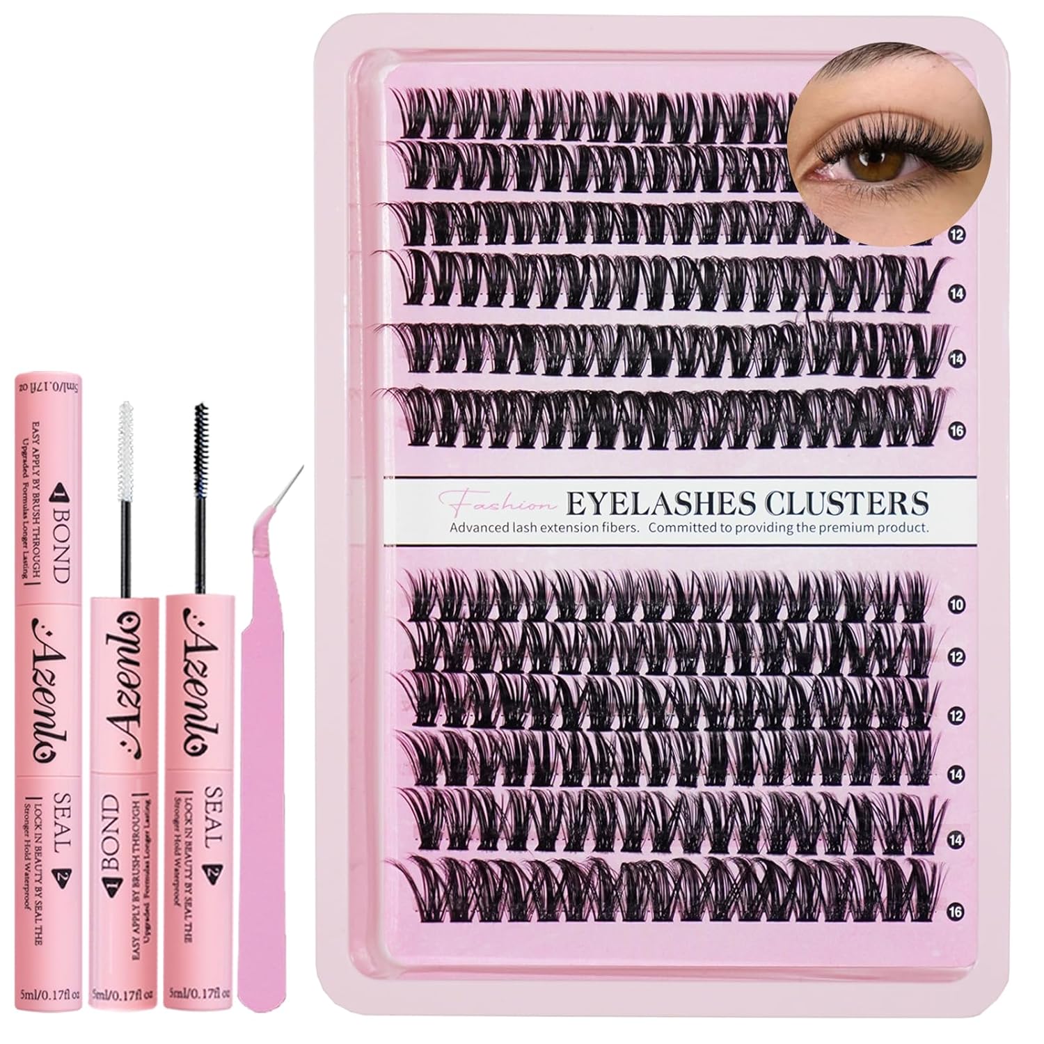 Lash Extensions Cluster DIY Lashes 240pcs 40D 60D 10-16mm Eyelash Clusters Individual Lashes Lash Kit Think Band Lash Kit(40D+60D Kit)
