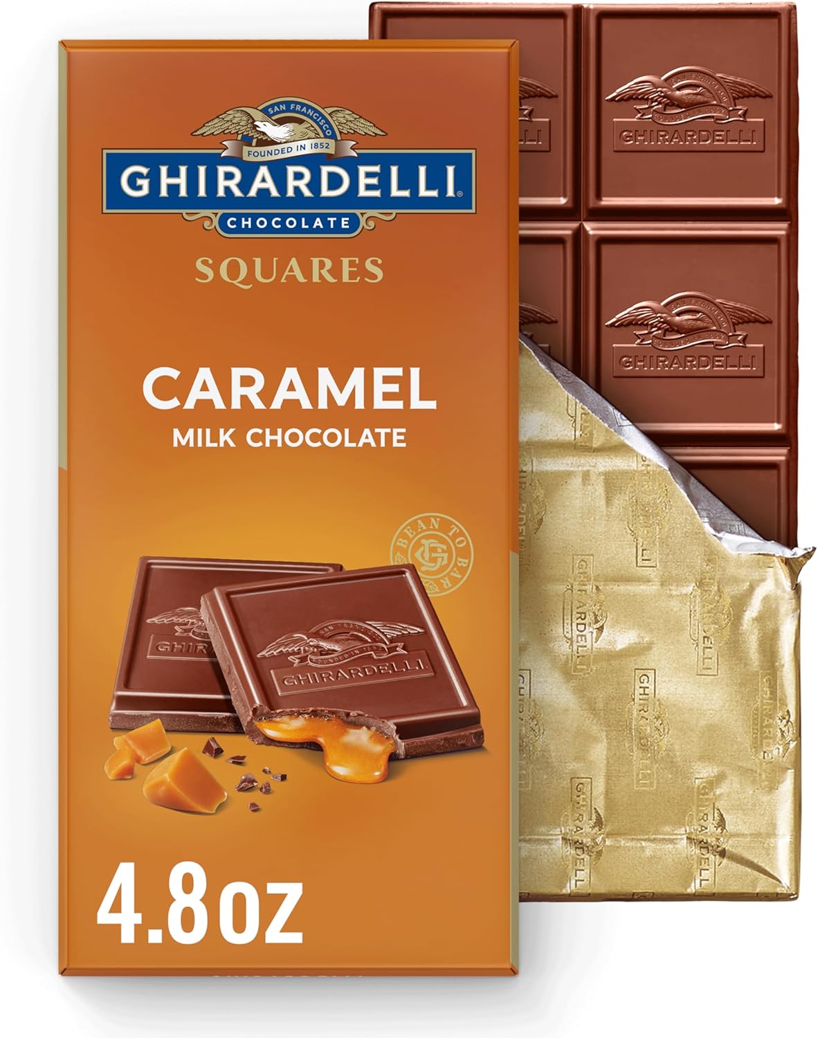 Ghirardelli Chocolate Caramel Milk Chocolate Squares Bar, 4.8 OZ Bar