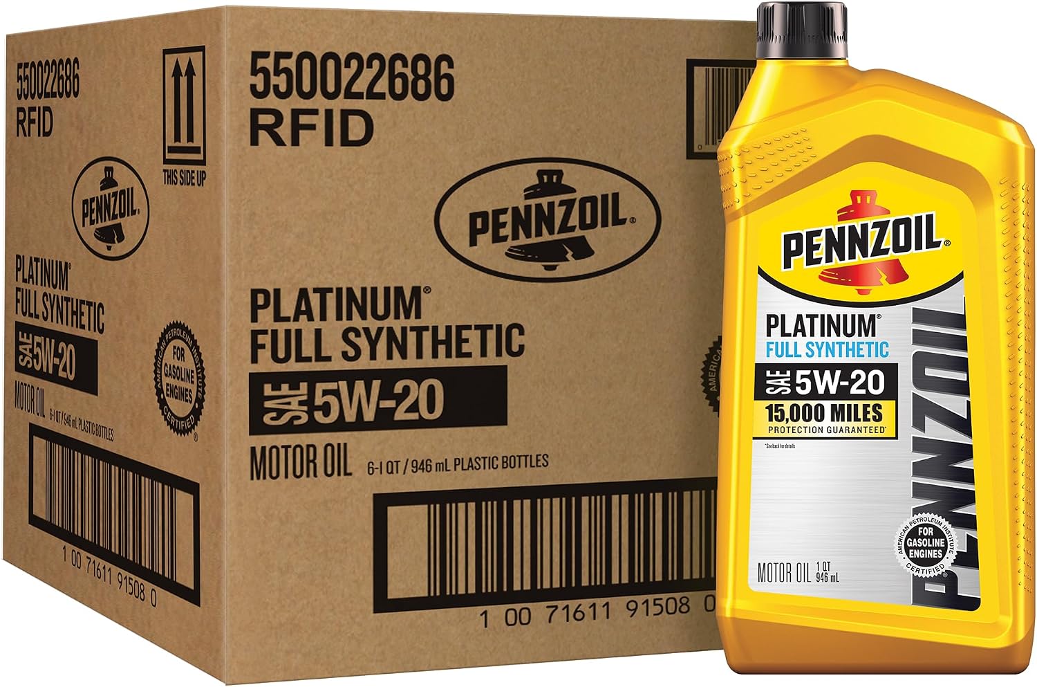 Pennzoil Platinum Full Synthetic 5W-20 Motor Oil (1-Quart, Case of 6)