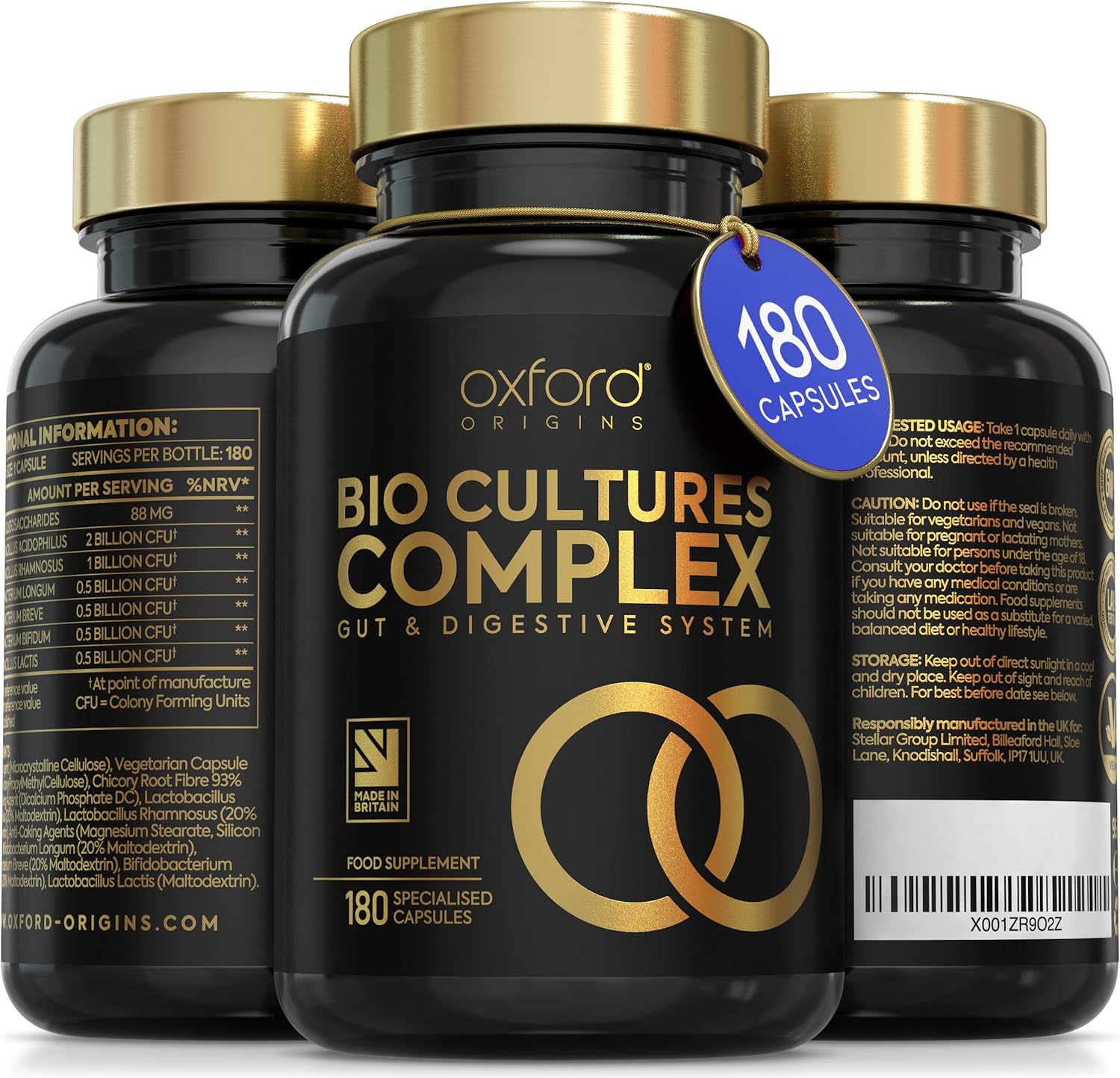 Advanced Probiotics for Gut Health | Made in The UK | Scientifically Formulated Pre & Probiotic Gut Health Supplements | Capsules with 5 Billion Bacterial Cultures, 100 Billion CFU/g | 180 Capsules