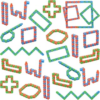 24 Pack 24 Links Wacky Tracks Snap and Click Fidget Toys, Finger Sensory Toys, Snake Puzzles for Stress Relief, Party Bag Fillers, Party Favours, Random Color