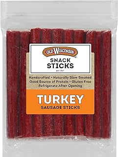 Old Wisconsin Turkey Sausage Snack Sticks, Naturally Smoked, Ready to Eat, High Protein, Low Carb, Keto, Gluten Free, 28 Ounce Resealable Package
