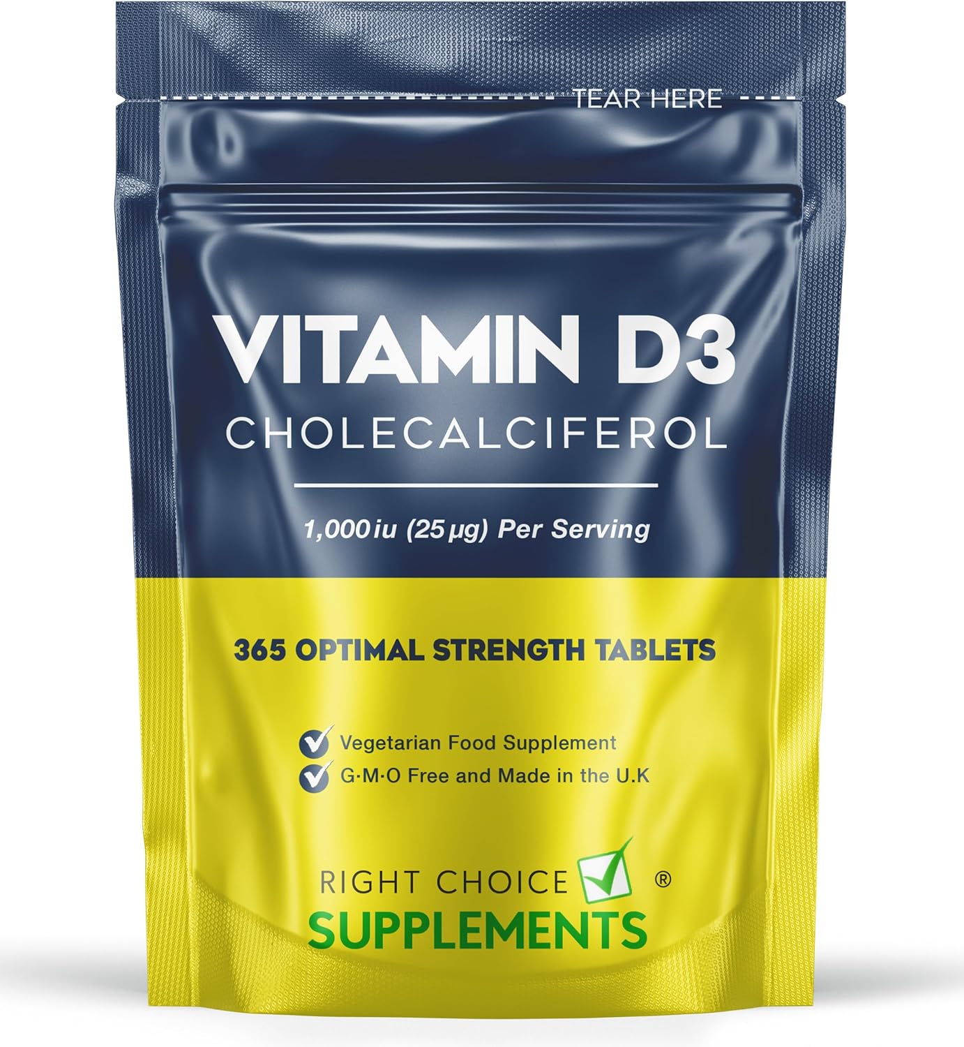 Vitamin D 1000iu - 1 Year Supply, 365 Easy-Swallow Vitamin D Tablets, Vegetarian Vitamin D3 1000iu, Optimal Strength Immune Support Vitamin D Supplement