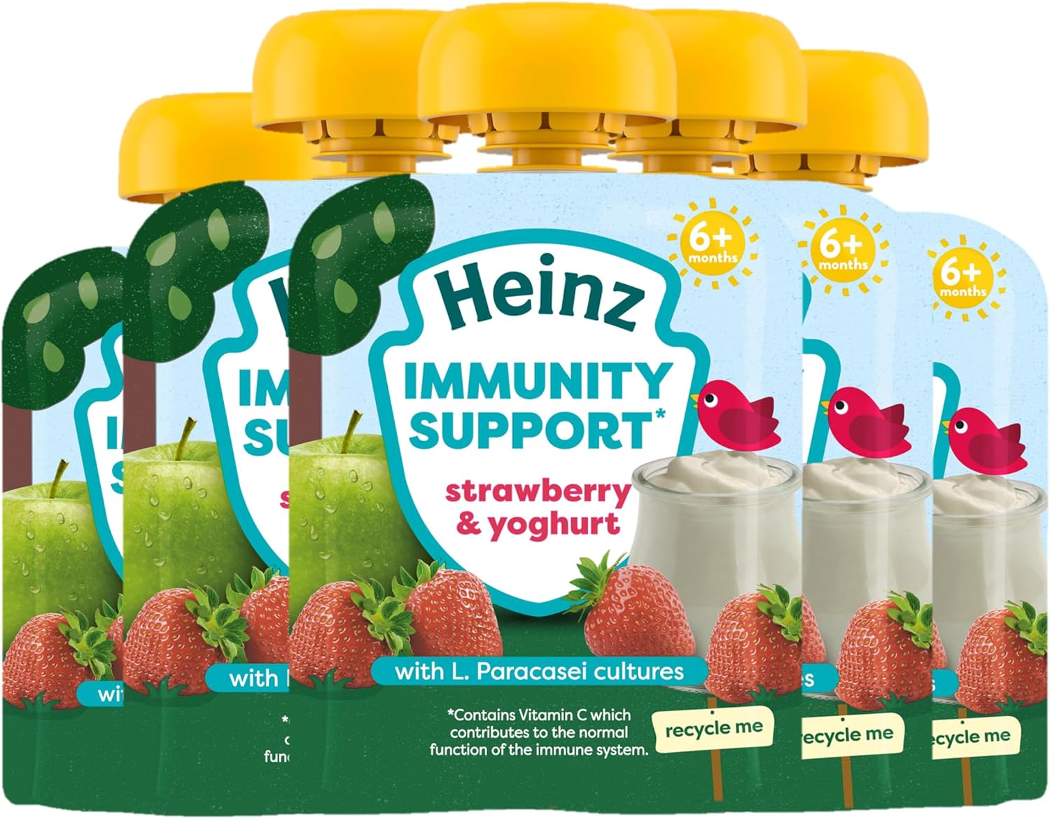 Heinz Baby Food Strawberry & Yoghurt Immunity Support Fruit Pouch 6x85g