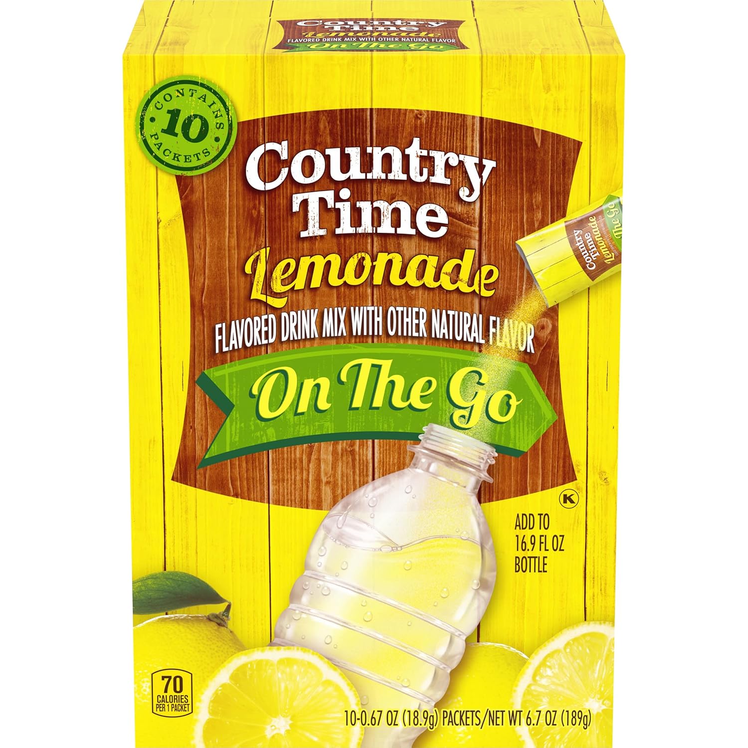 Country Time Lemonade Naturally Flavored with other natural flavor On-The-Go Powdered Drink Mix, 60 ct Packs, 6 Boxes, 10 ct Packets