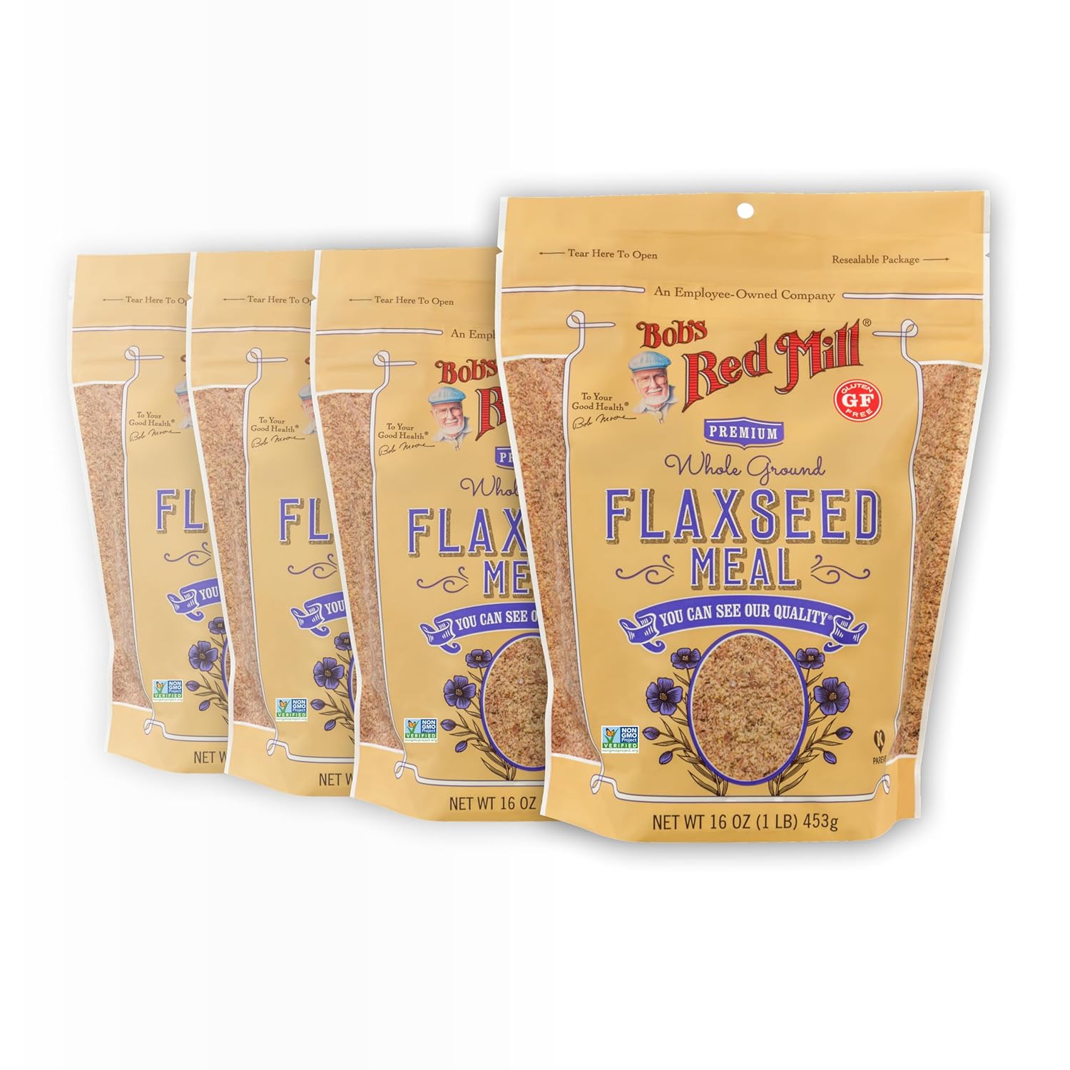 Bob's Red Mill Flaxseed Meal, 16oz (Pack of 4) - Non GMO, Vegan, Paleo Friendly, Keto Friendly, Kosher