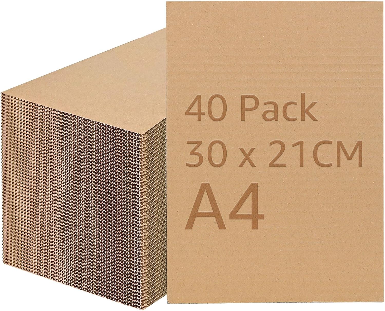 YAYODS 40 Pcs A4 Corrugated Cardboard Sheets, 4mm Thick Kraft Cardboard for Packaging, Mailing, Arts, Crafts, Large Cardboard Protective Boards, Brown (210 x 297 mm)