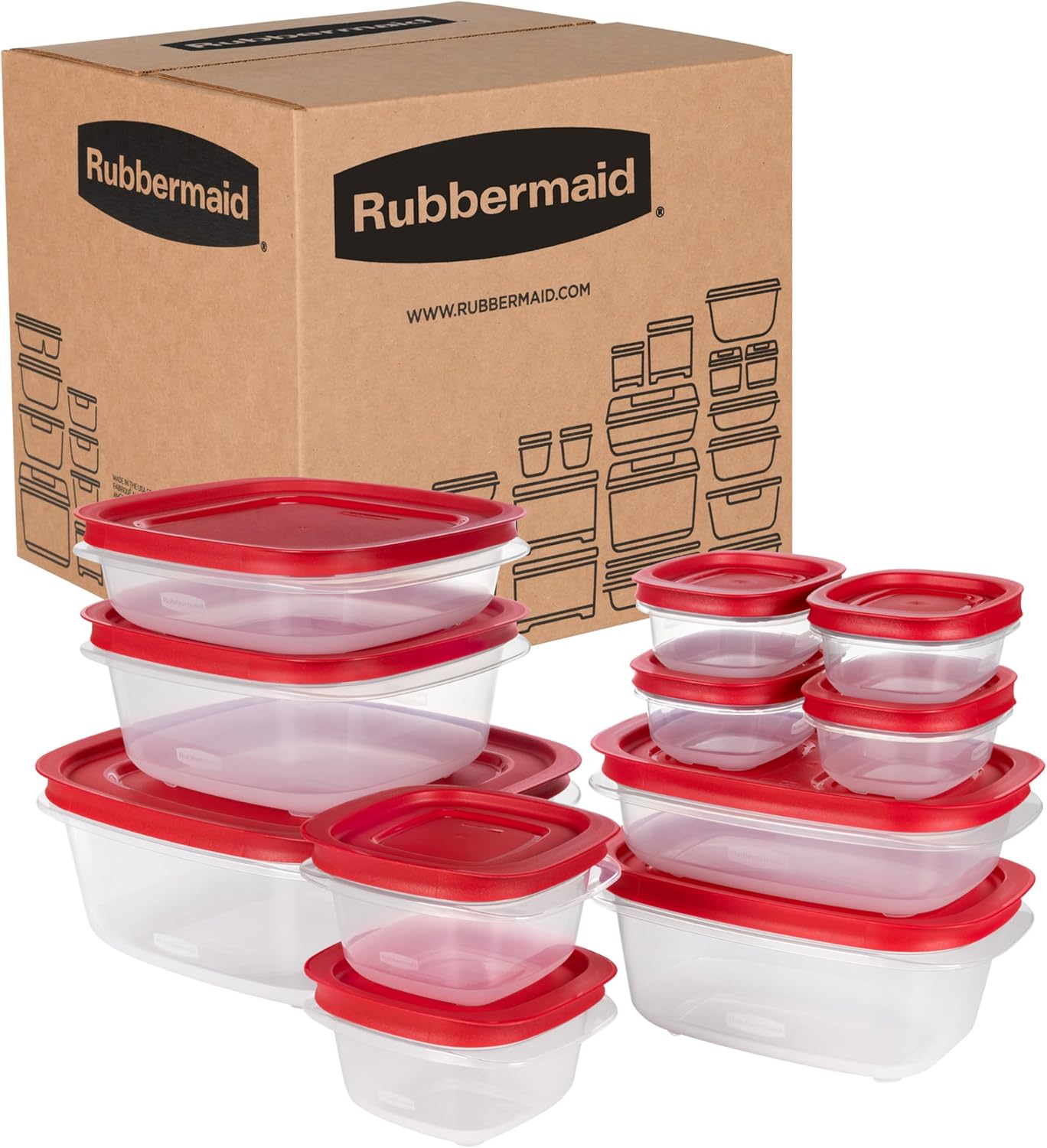 Rubbermaid EasyStore Rectangle and Square Containers, 22-Piece Set, Food Storage Containers, Food Storage Containers with Lids