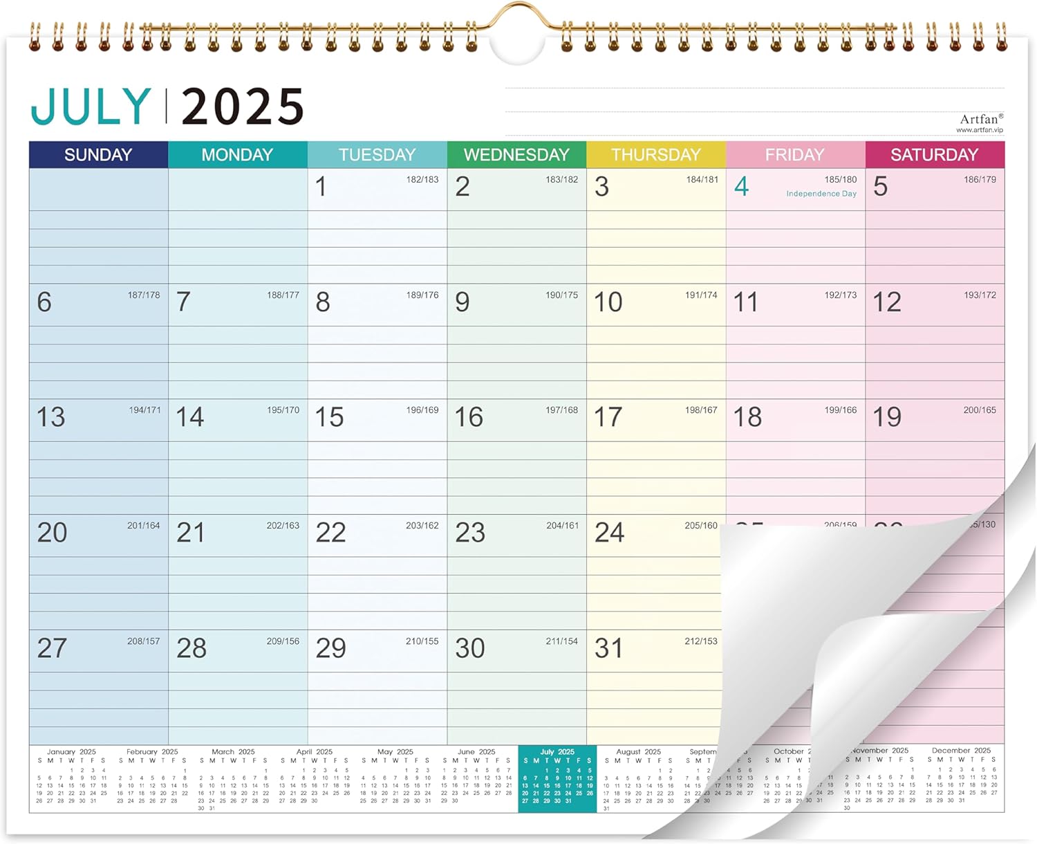 2025-2026 Calendar - Wall Calendar 2025-2026, July 2025 - December 2026, 18 Monthly Calendar with Thick Paper, 15" x 11.5", Hanging Hook - Colorful Lump