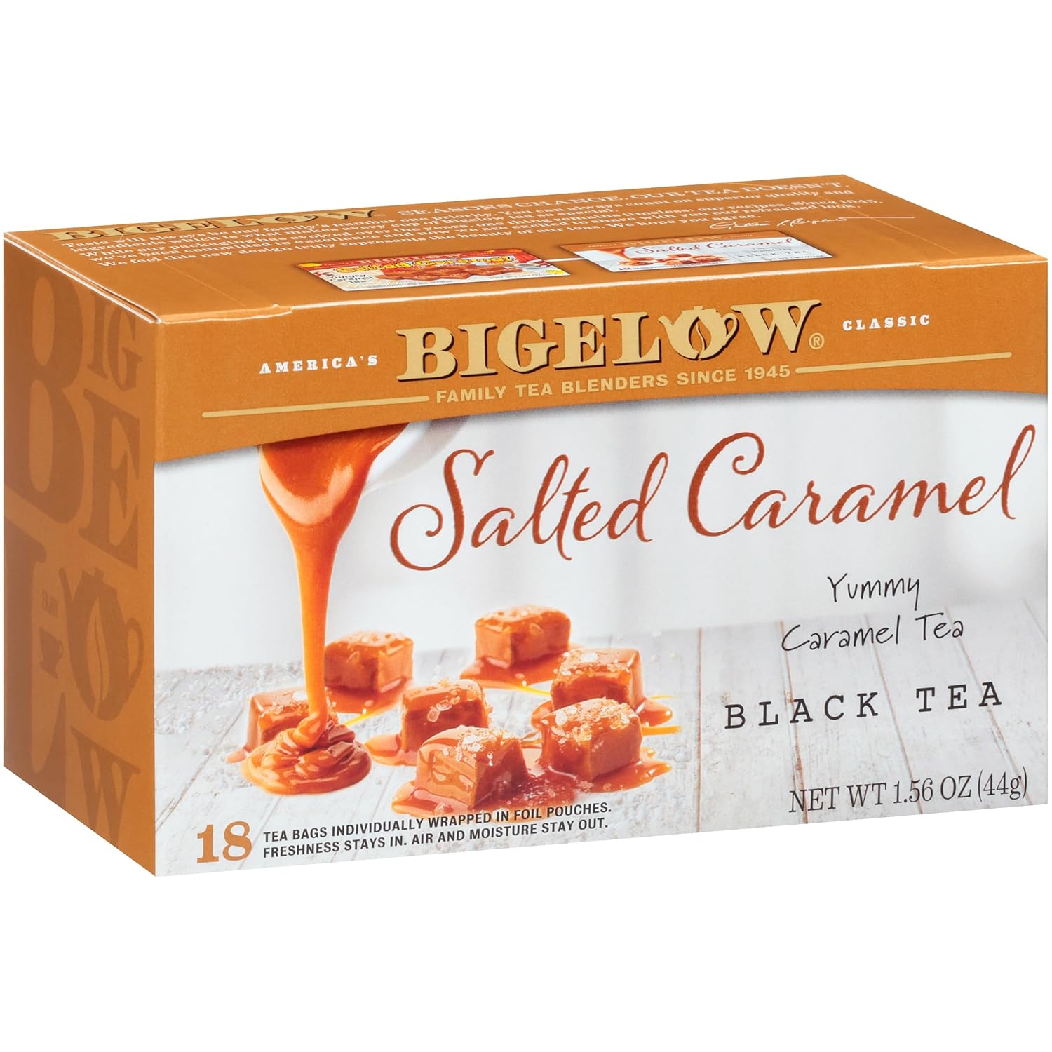 Bigelow Salted Caramel Black Tea, Caffeinated, 18 Count (Pack of 6), 108 Total Tea Bags