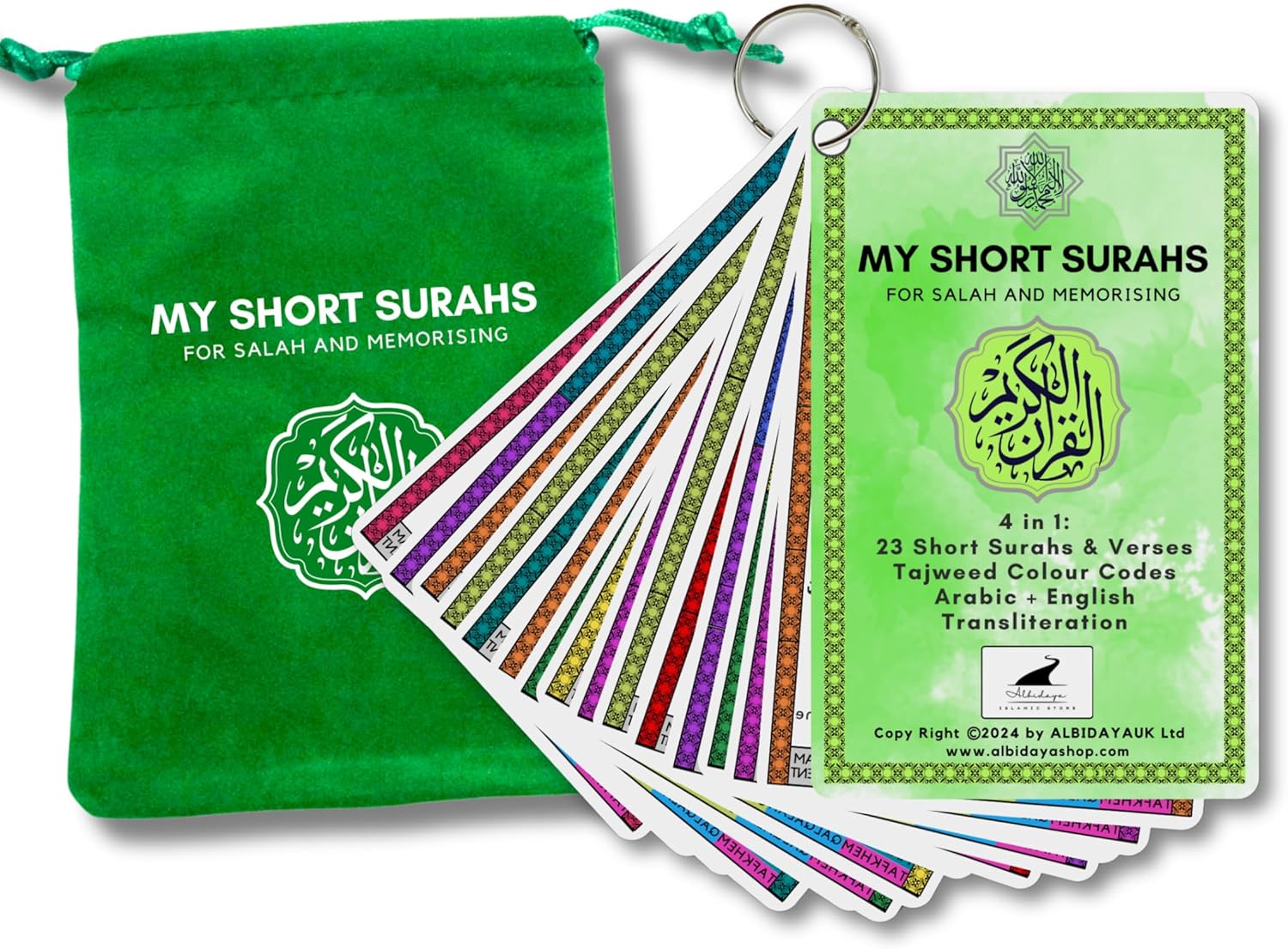 My Short Surah cards, Quran with Tajweed, Quran with English translation and transliteration. Islamic gifts