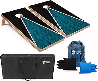 Tailgating Pros Lightweight Cornhole Game - 4'x2' Multicolor Pyramid Boards- Carrying Case & Set of 8 Corn Filled Bags