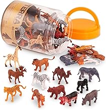 Terra by Battat – 60 Pcs Wild Creatures Tube – Realistic Mini Animal Figurines – Lion, Hippo, Tiger, Bear & More Safari Animals – Plastic Educational Toys for Kids and Toddlers 3 Years +