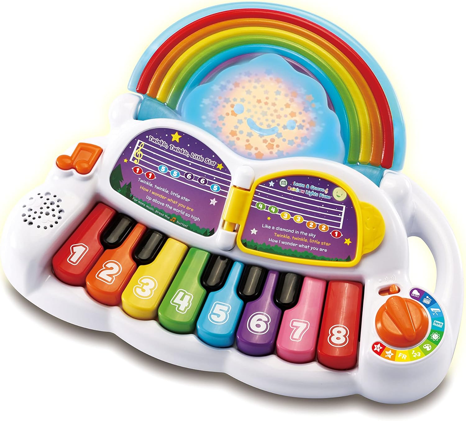 LeapFrog Learn & Groove Rainbow Lights Piano, Baby Musical Toy with Sounds, Colours and Numbers, English and French Learning Games, Educational Toys with Lights and Music, Ages 6, 7, 8, 9 Months +