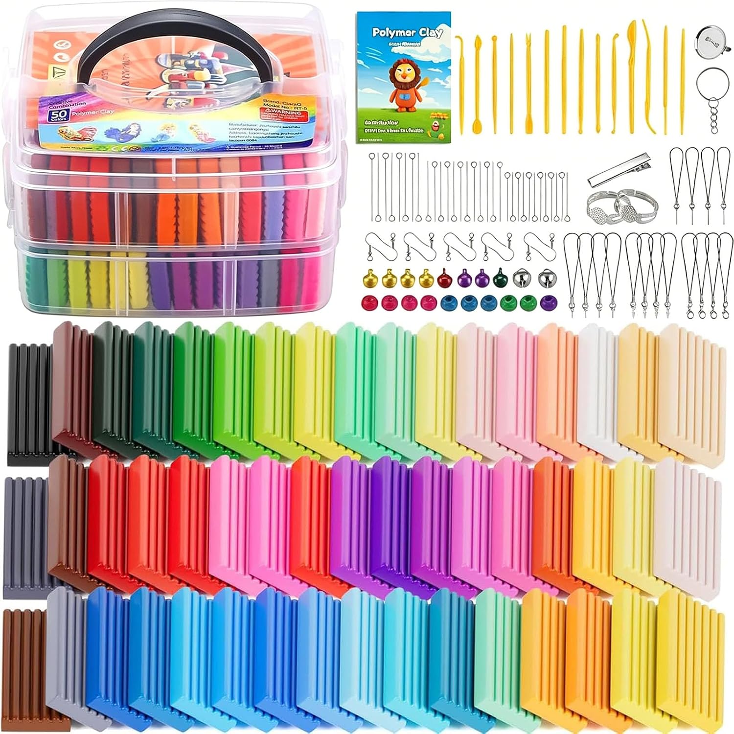 CiaraQ 50-Color Polymer Clay Oven Bake Modeling Kit for Kids & Beginners