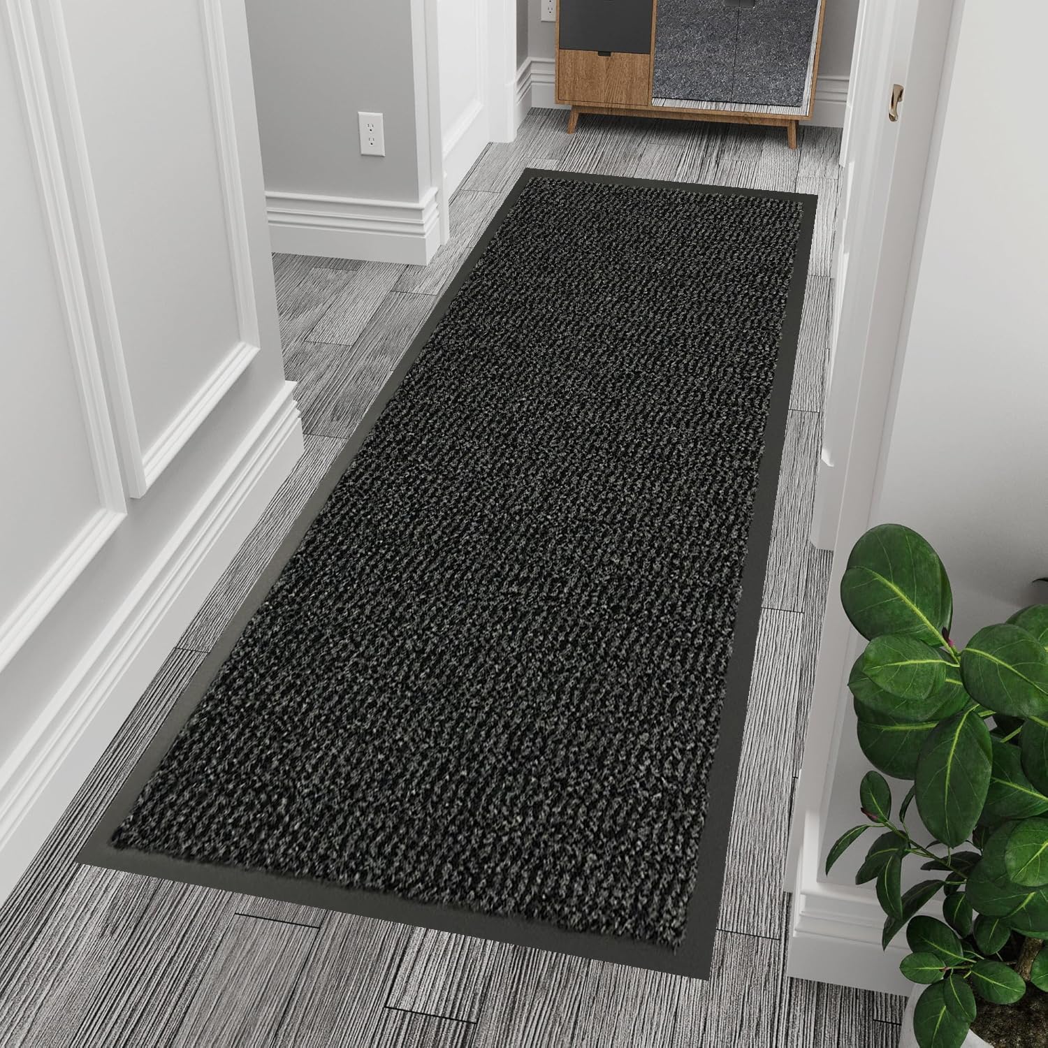 GULLAMBO Hallway Runner Grey Rug - Non Slip Runner Rug for Kitchen, Stair & Doorway - Washable Rubber Backed Carpet Runner - Durable Indoor Floor mats for Home, Kitchen Non Slip