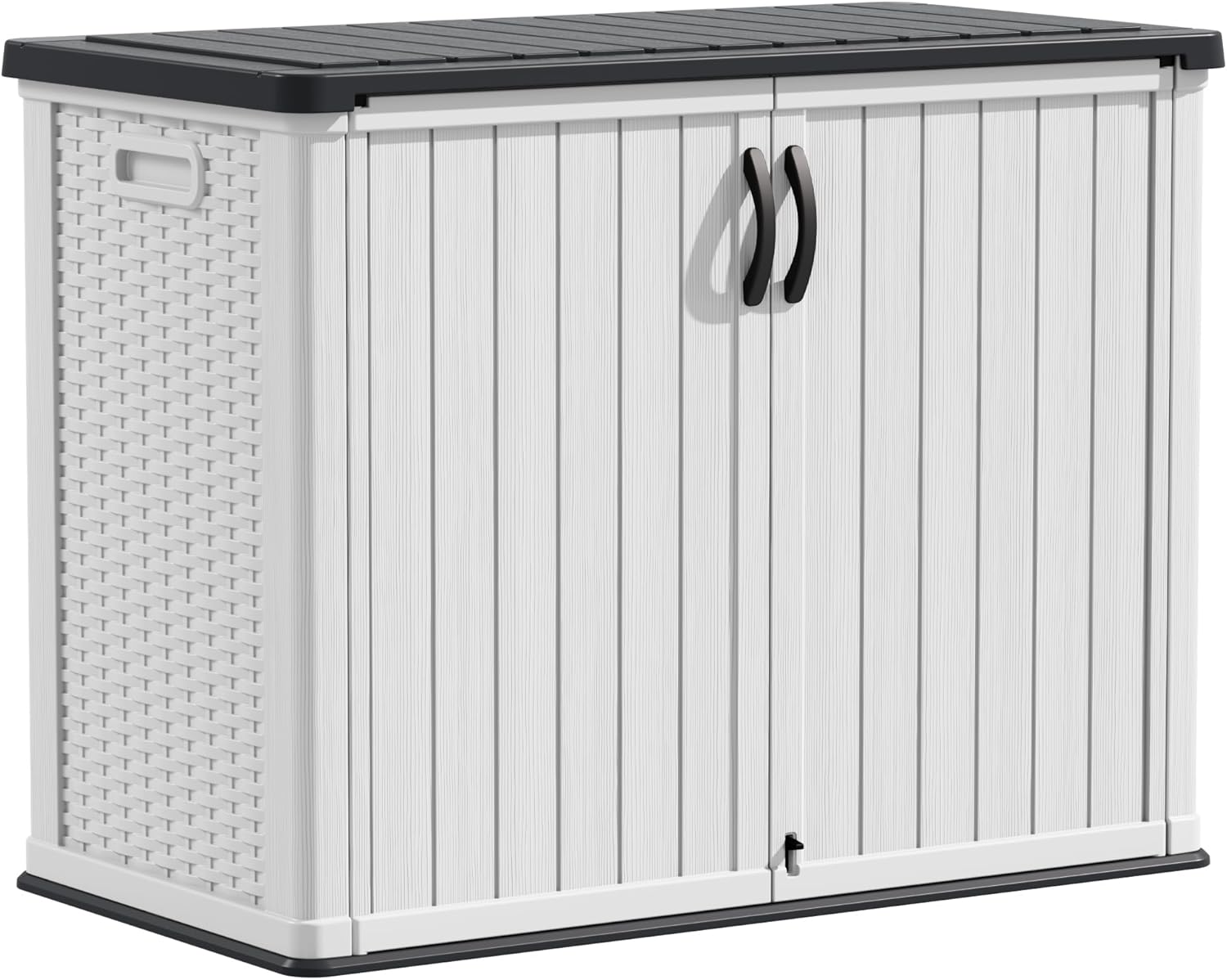 Devoko Outdoor Storage Cabinet 26 Cu Ft with Lockable Doors, Horizontal Storage Shed Waterproof Patio Tools Storage Box for Sofa Cushions, Gardening Tools and Accessories (White)