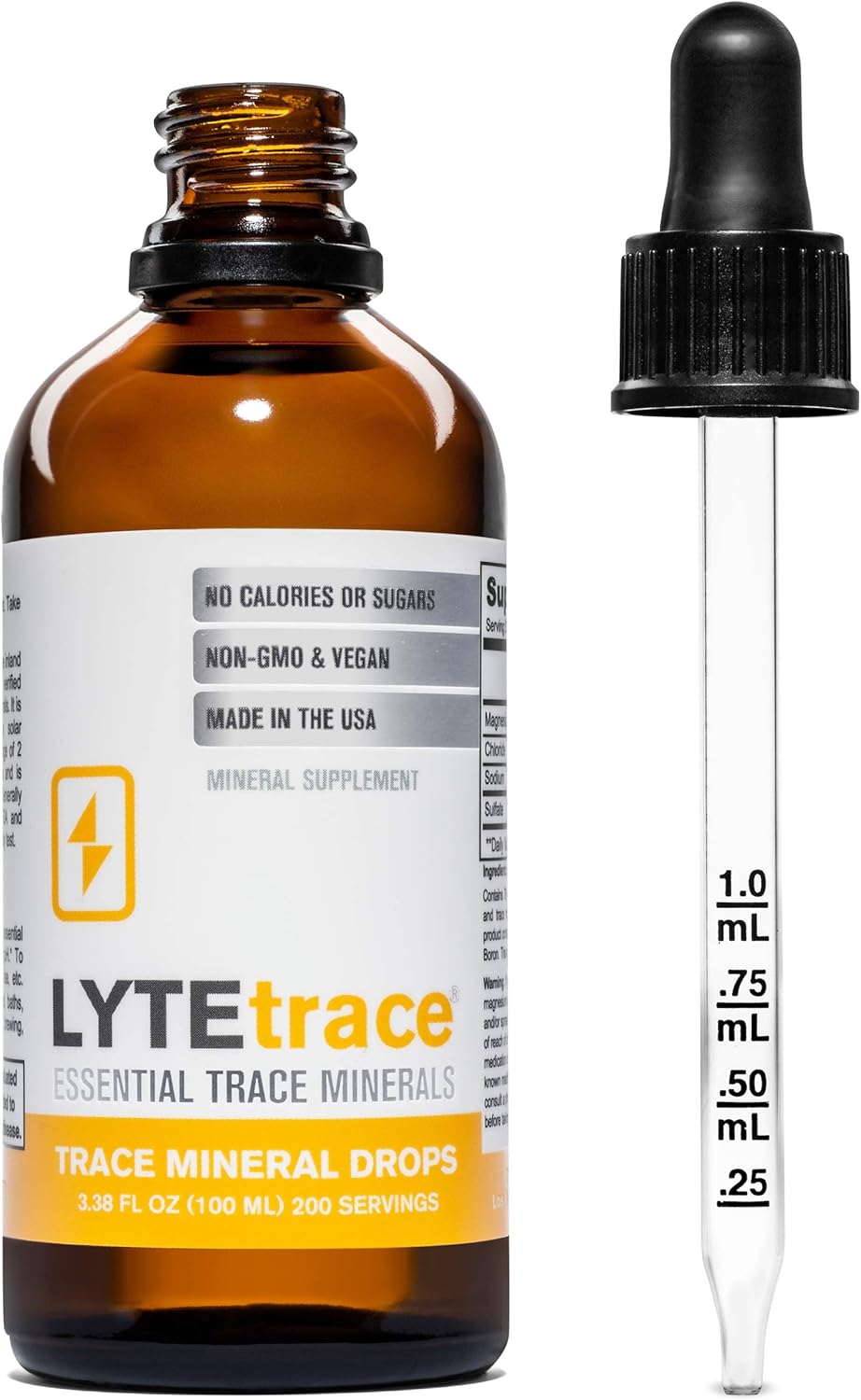 Trace Mineral Drops 100ml x 200 Servings - Max-Absorption Ionic Natural Sodium Free Trace Minerals Concentrate to Balance The Body's pH - Non-GMO, Vegan, Kosher, and Keto Friendly