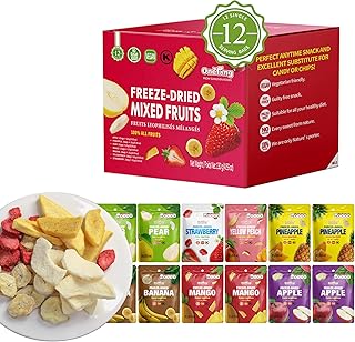 ONETANG Freeze-Dried Mixed Fruit, 12 Pack Single-Serve Pack, Non GMO, Kosher, No Add Sugar, Gluten free, Vegan, Holiday Gifts, Healthy Snack 0.35 Ounce