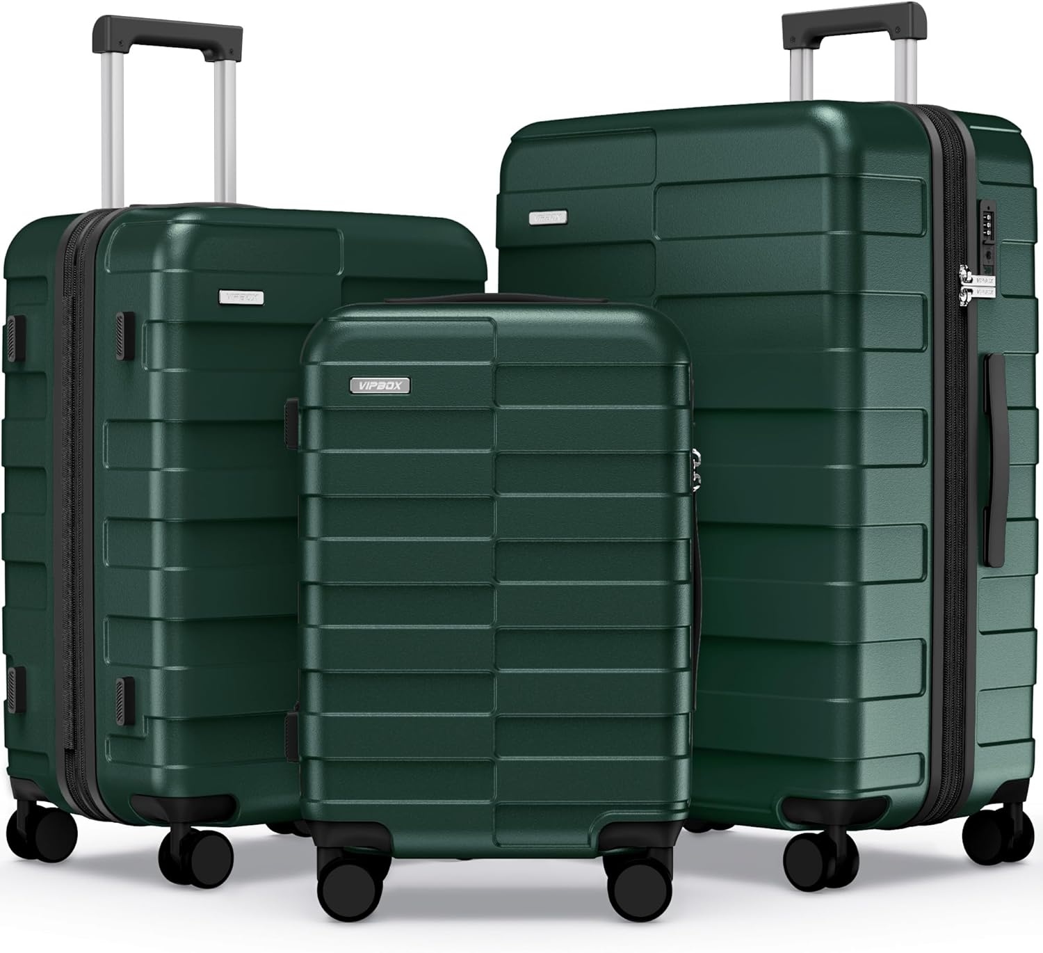 Luggage Sets 3 Piece (3-YEARS VIP SERVICE) Hardside Expandable Ultra Durable Polycarbonate Lightweight Carry On Travel Suitcase with TSA Lock Spinner Wheels, Forest Green
