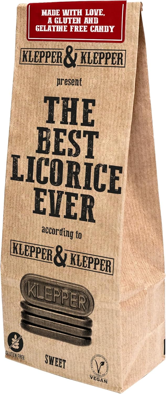 Klepper & Klepper - Sweet Licorice, The Best Licorice Ever, Sweet, Chewy, Soft & Smooth, Vegan, Gluten Free, Gelatine Free, No Soya or Nuts 200 g Recyclable Bag