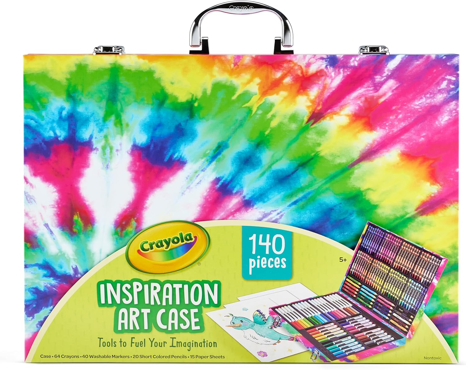 Crayola Inspiration Art Case Coloring Set - Tie-Dye (140ct), Art Set For Kids, Kids Art Supplies, Gift for Girls & Boys, Ages 5, 6, 7 [Amazon Exclusive]