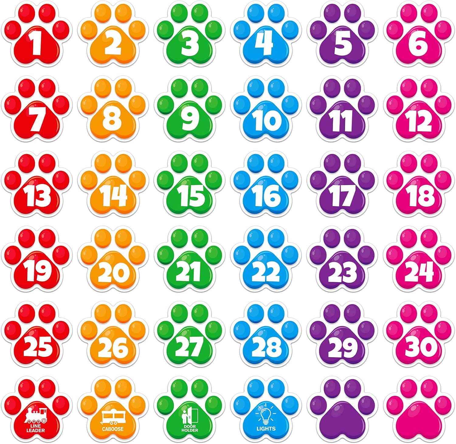 D24TIME Line up Spots for Classroom Floor Number Stickers for Classroom 36Pcs Line up Dots Floor Dots Decals Line up Numbers for Preschool Kindergarten Back to School Supplies