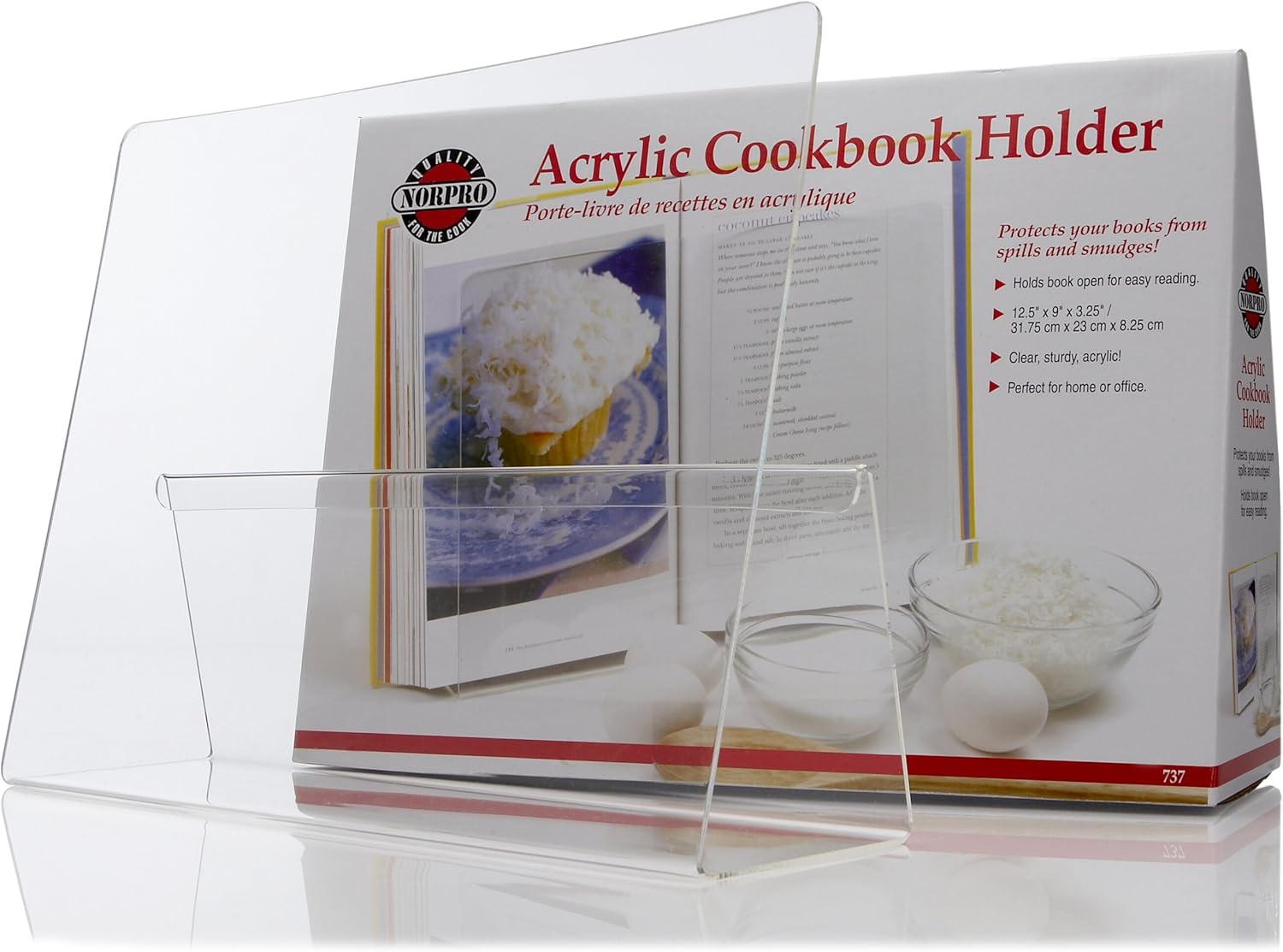 Norpro Acrylic CookBook / IPad / Tablet Holder, 9"D x 12.5"W x 3.25"H