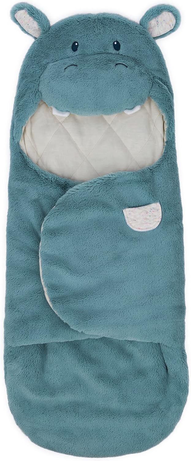 GUND Baby Oh So Snuggly Hippo Blanket Wrap, Plush Hooded Baby Blanket Wrap for Newborns, Blue/Cream, 26”