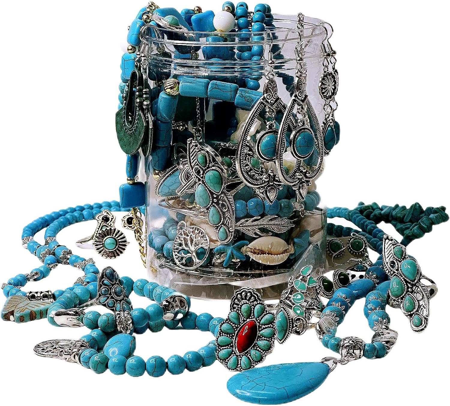 Mystery Jewelry Jar for Women, Gothic Witchy Jewelry Gift Set(Goth Boho Mixed Punk Everyday Necklaces,Earrings, Rings,Bracelets/Bangles),Valentines Day Gifts,Unique Alternative Fashion Romantic Present for Her