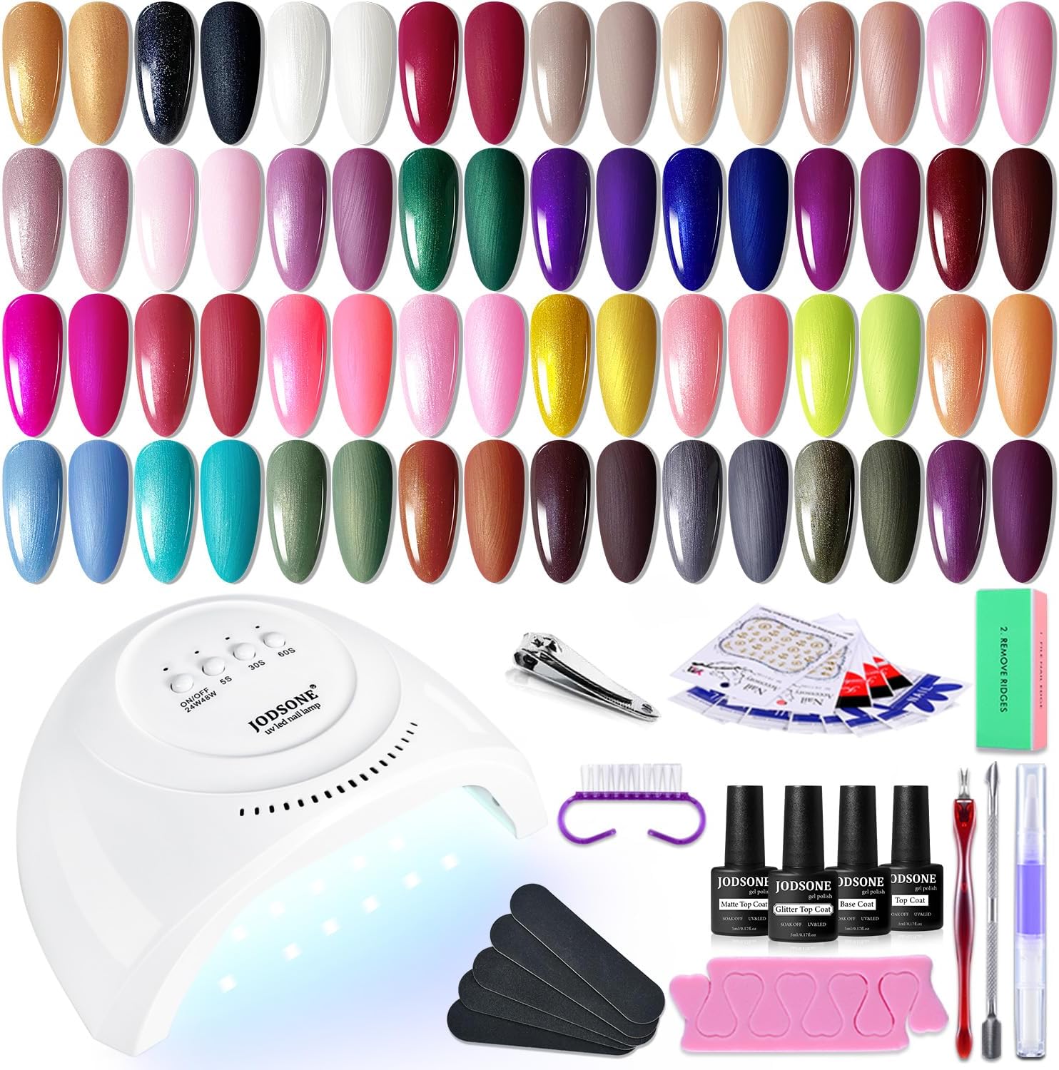 JODSONE Gel Nail Polish Starter Set Ribbon Glitter Gel Nail Summer Light Gel Nail Polish Winter Dark Nail Polish Glossy 36-Piece Multi-color Gel Nail Polish Set