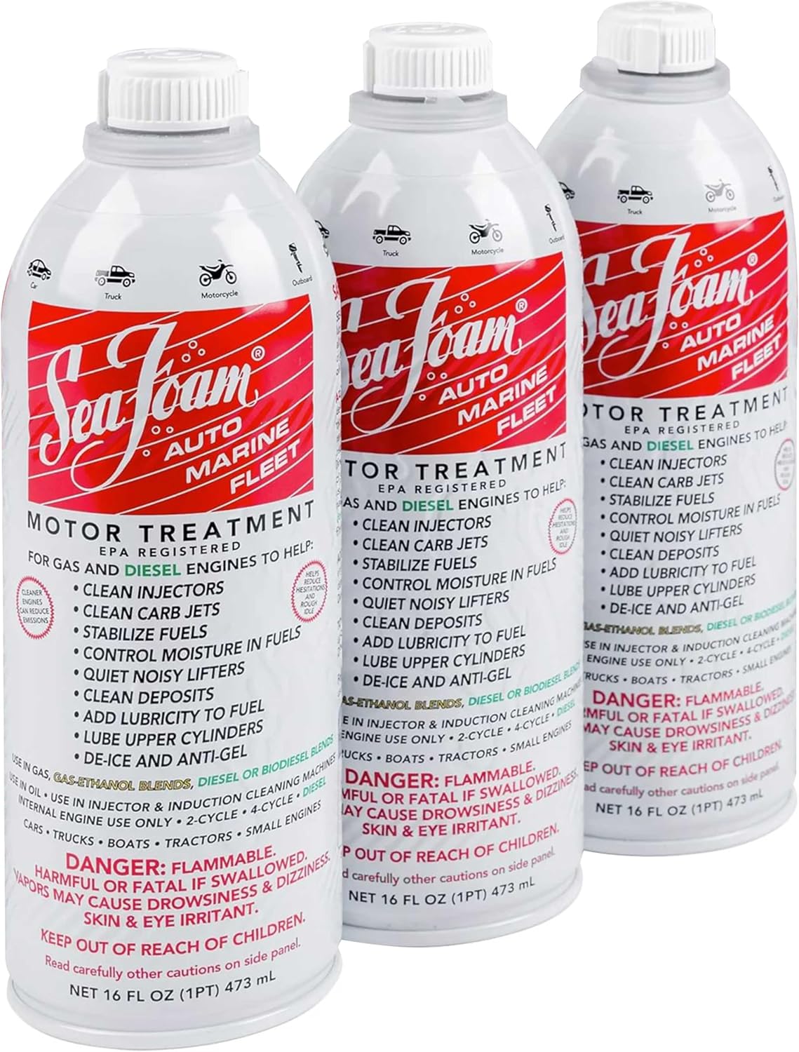 Sea Foam Motor Treatment Fuel & Oil Additive, SF16, 16 oz, Pack of 3