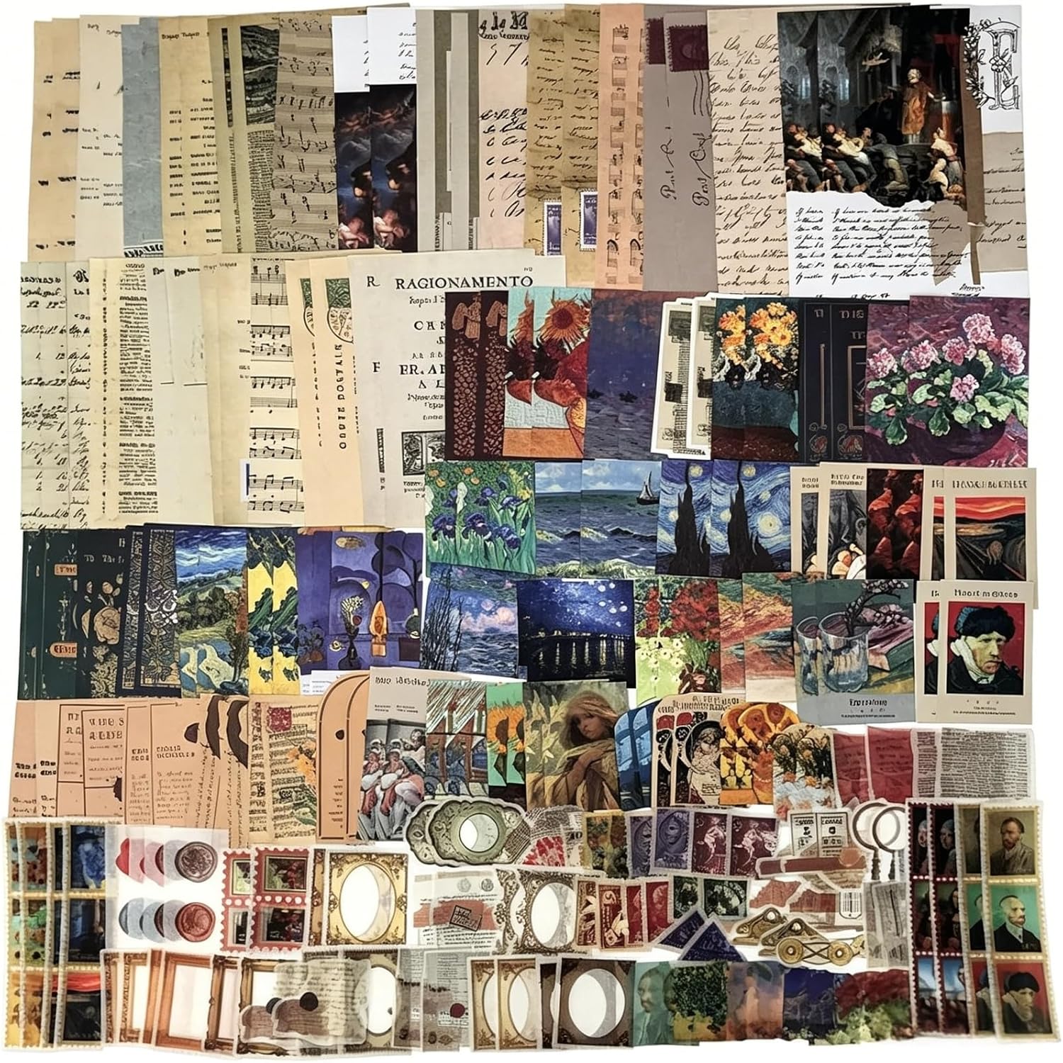 Esweny 200PCS Vintage Scrapbooking Supplies Kit for Journaling, Junk Journal Planners Aesthetic Cottagecore Room Decor Wall Art Collage Album(Artistic)