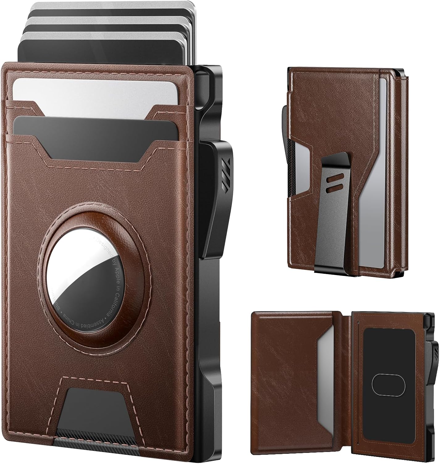 typecase AirTag Wallet for Men: Compatible with Apple AirTag (1st & 2nd Generation), RFID Blocking, Genuine Leather, Slim & Minimalist Design,13 Cards Capacitiy | ID Window | Money Clip (Brown)