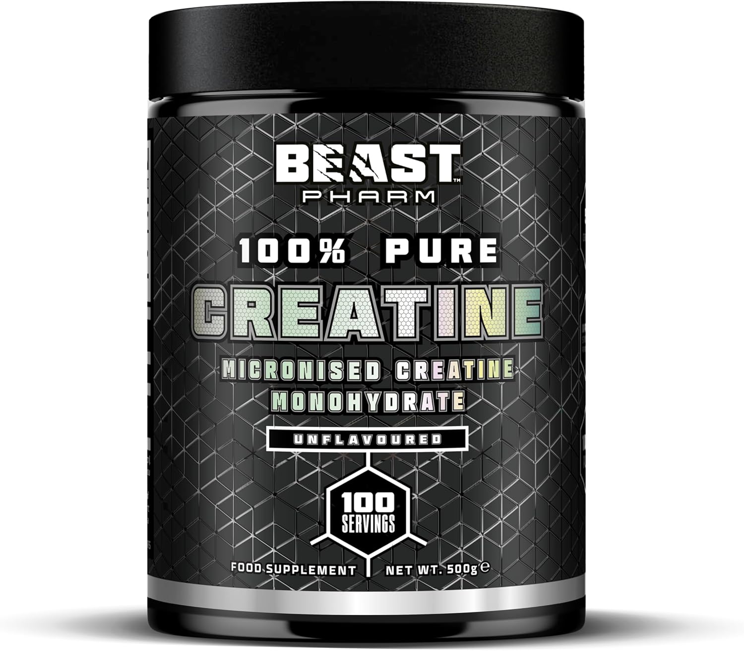 Beast | Creatine Monohydrate Powder 100 Servings (500G) 100% Pure Micronised Creatine Powder | Unflavoured