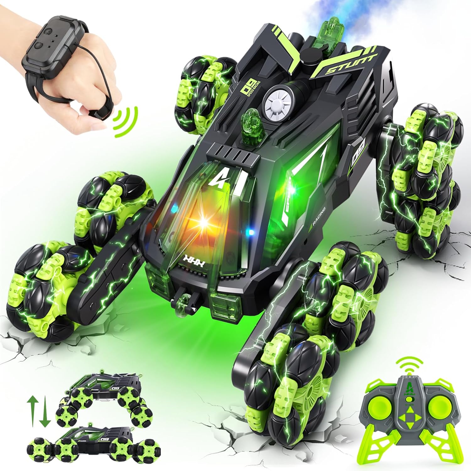 RC Stunt Car - 8Wd Gesture Sensing, 2.4GHz Rechargeable Racing Drift Hand Remote Control, 360 Rotating for Boys and Girls