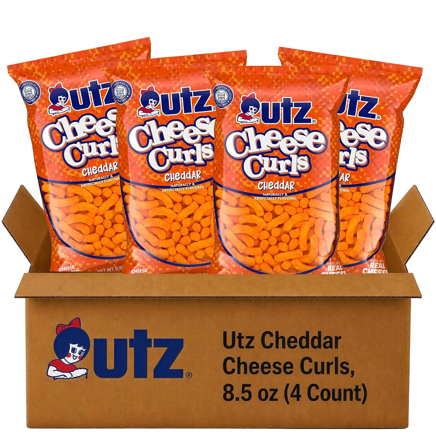 Utz Cheddar Cheese Curls, 8.5 oz (4 Count)