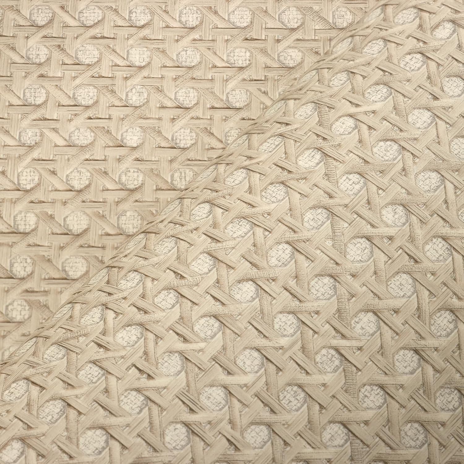 VEELIKE Non-Textured Taupe Brown Rattan Wallpaper Peel and Stick Rattan Look Contact Paper for Cabinets Dresser Nightstand 15.7''x118'' Self Adhesive Cane Weave Vinyl Wallpaper for Bedroom Living Room