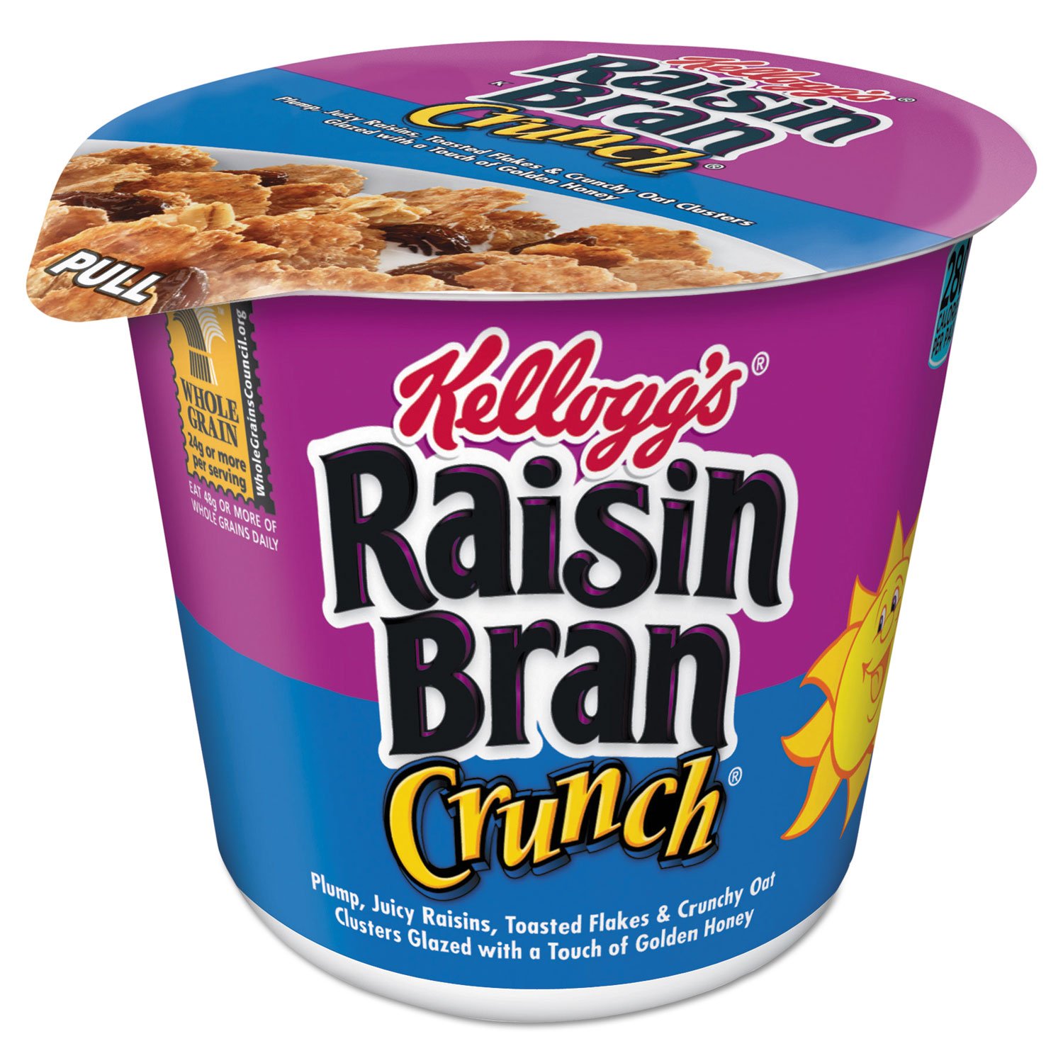Kellogg's Raisin Bran Crunch, Breakfast Cereal in a Cup, Original, Good Source of Fiber, 2.8 oz Cups (Pack of 60)