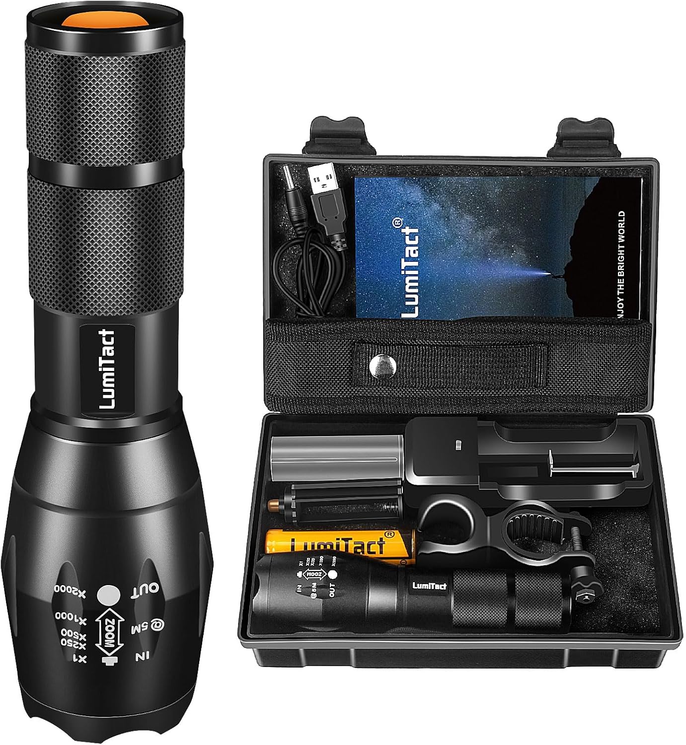 Lumitact G700 Led Torch Rechargeable Super Bright Led Tactical Flashlight 300000 Lumen Zoomable Handheld Torches for Camping Hiking Emergency